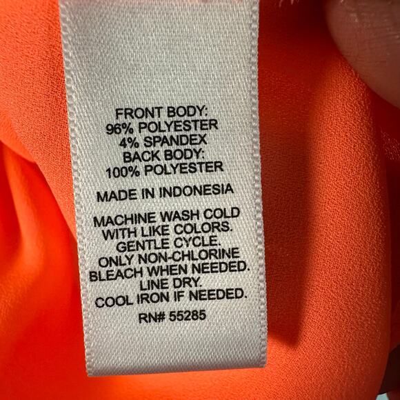 Express lightweight sleepless top bow back semi open neon orange feminine preppy - Picture 4 of 8